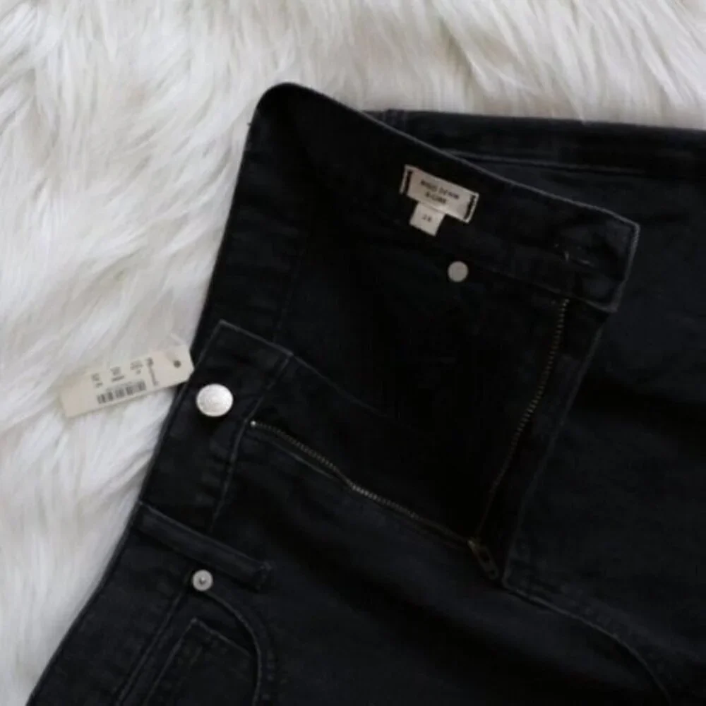 NWT Madewell Black Jean Mini Skirt Size 26 High Rise A Line